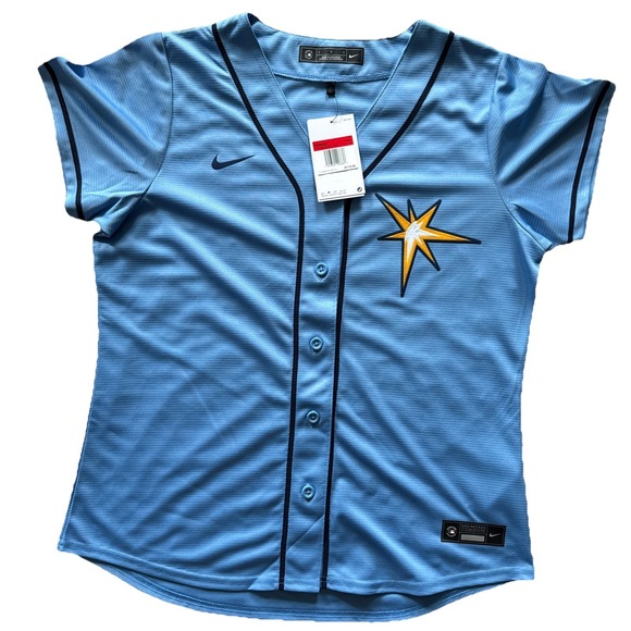 Tampa Bay Rays MLB Baseball Nike Light‎ Blue Jersey Women's Size Large NWT